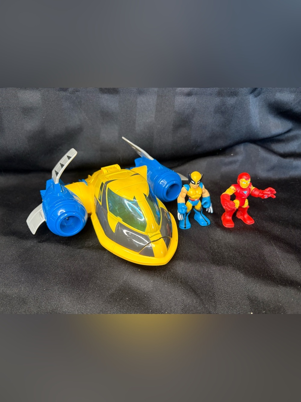 Marvel Super Hero Adventures Wolverine Jet Complete w Iron Man Playskool heroes